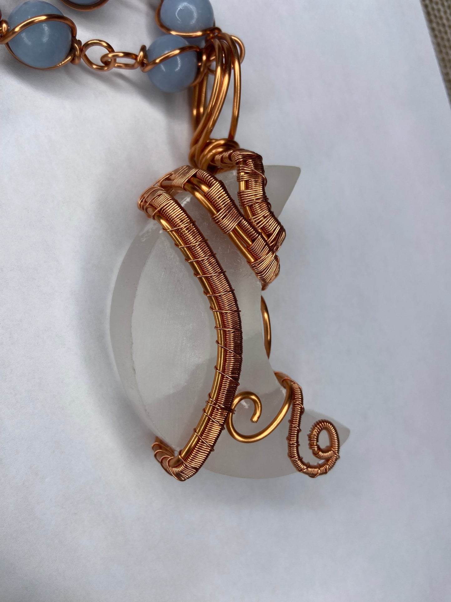 Selenite/Angelite Healing Masterpiece Pendant +Necklace