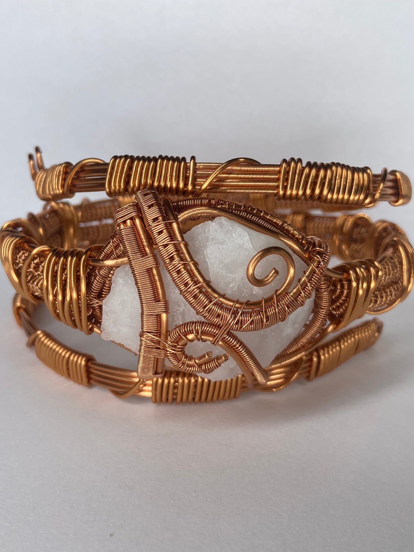 Clear Quartz Masterpiece Copper-Wrapped Bracelet — A Touch of Light & Intention