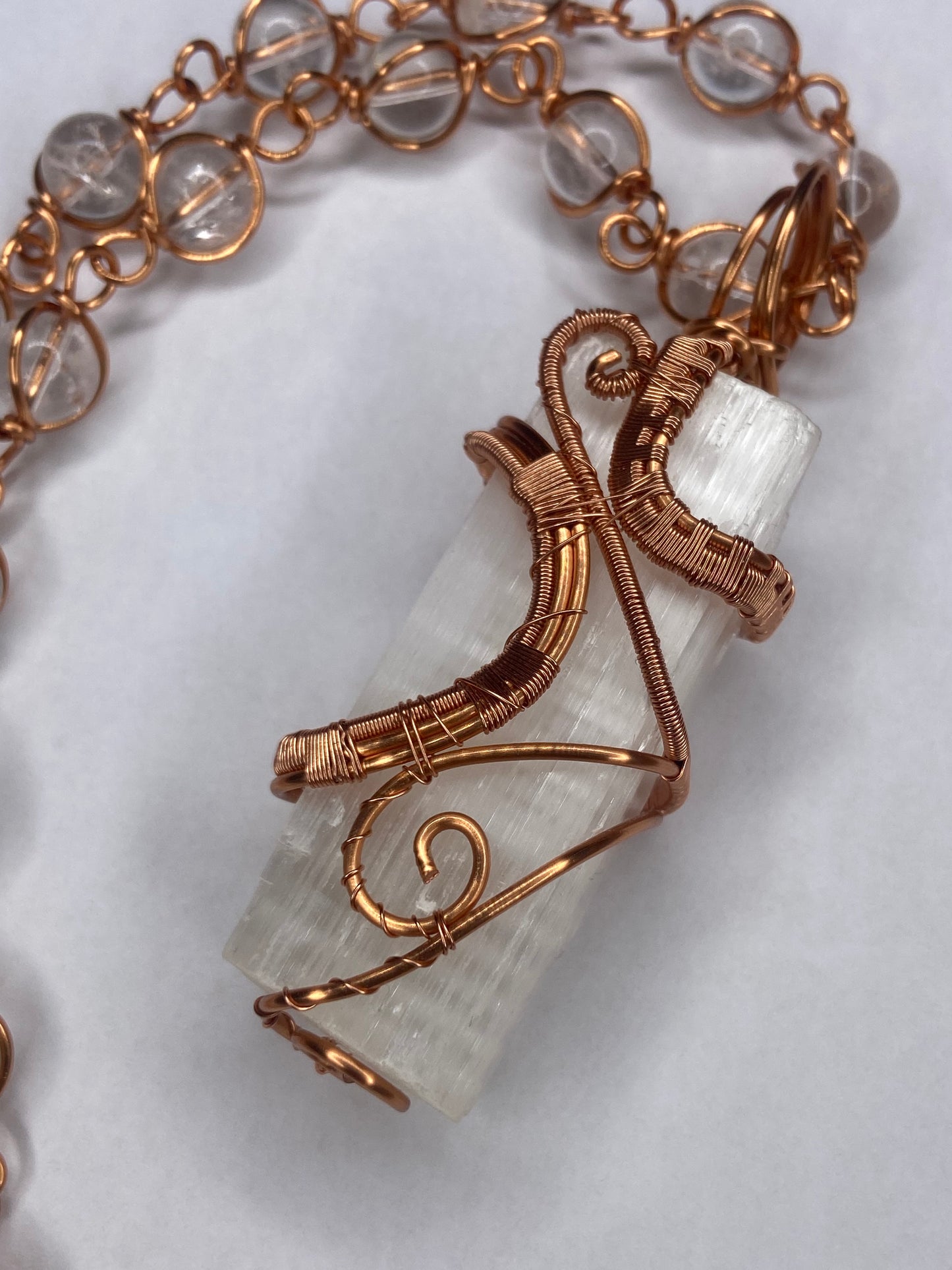 Luxury Selenite Clear Quartz Masterpiece Pendant