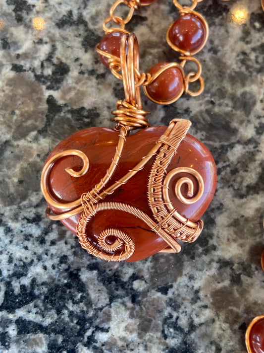 Luxury Red Jasper Heart/Carnelian Necklace Masterpiece Pendant