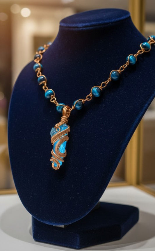 Blue Aqua Aura Quartz Masterpiece Healing Pendant