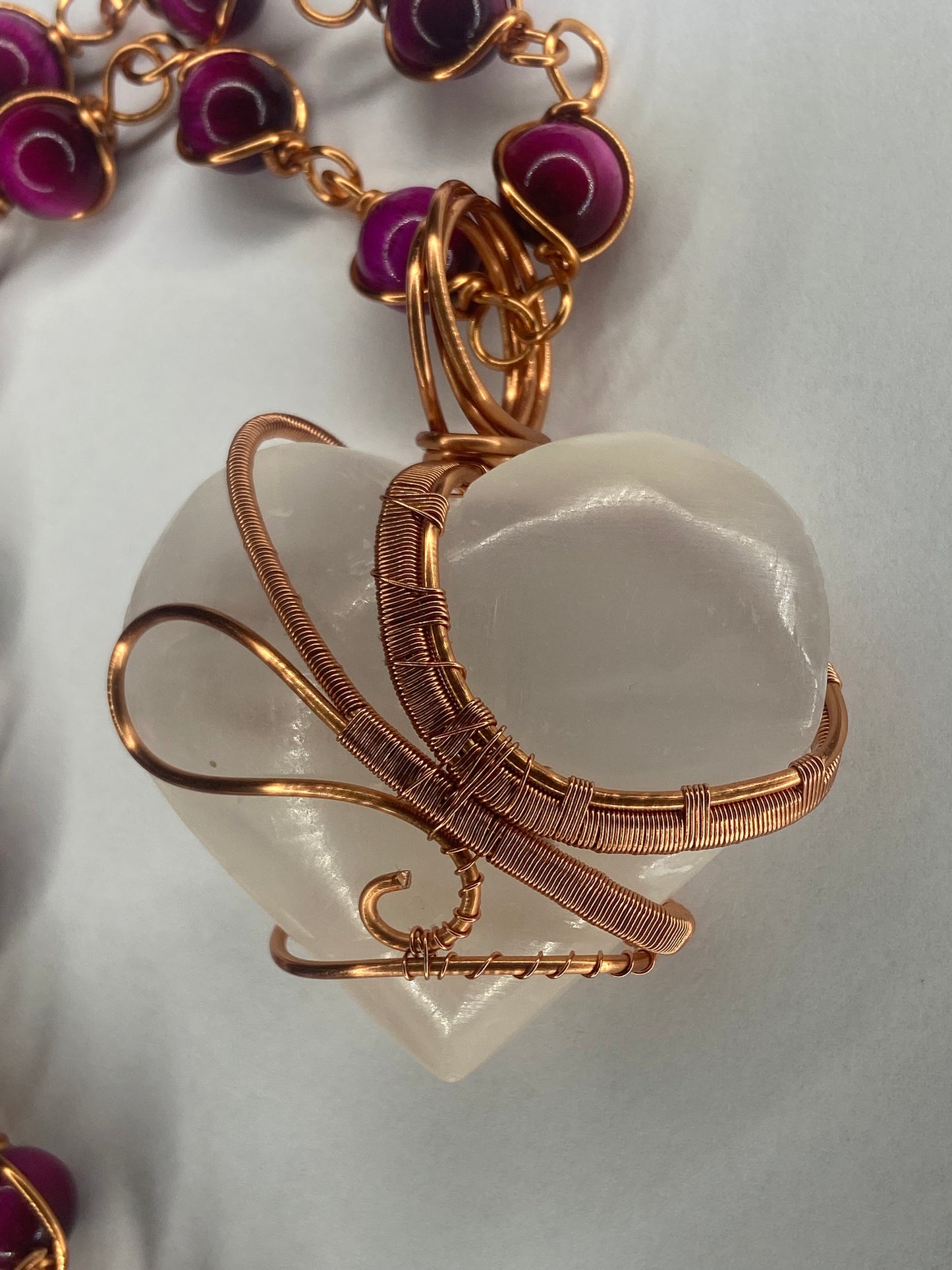 Luxury Selenite/ Pink Lace Agate Masterpiece Healing Pendant