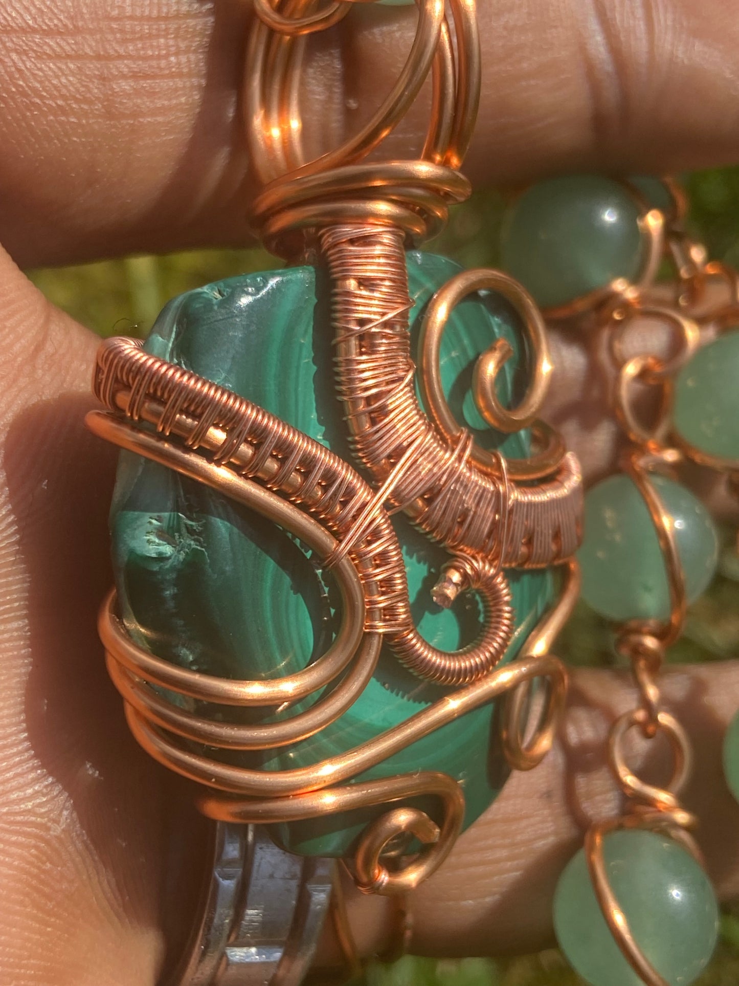 Green Malachite + Aventurine Reiki Infused Masterpiece Pendant