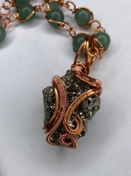 Luxury Pyrite Green Aventurine Healing Masterpiece Pendant