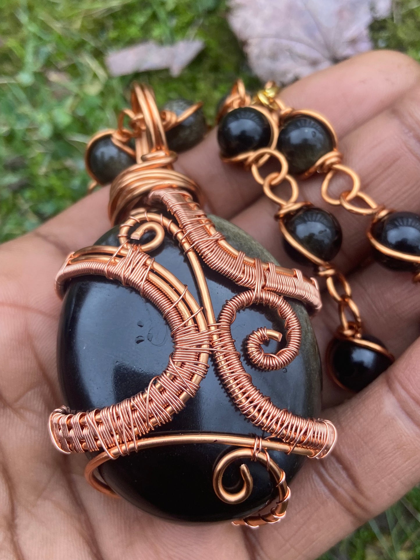 Luxury Golden Obsidian Reiki Infused Masterpiece Pendant