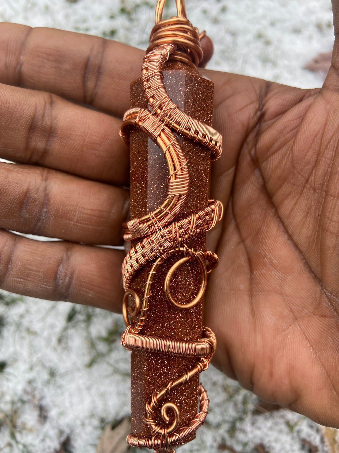 Red Goldstone Reiki Infused Copper Masterpiece Pendant