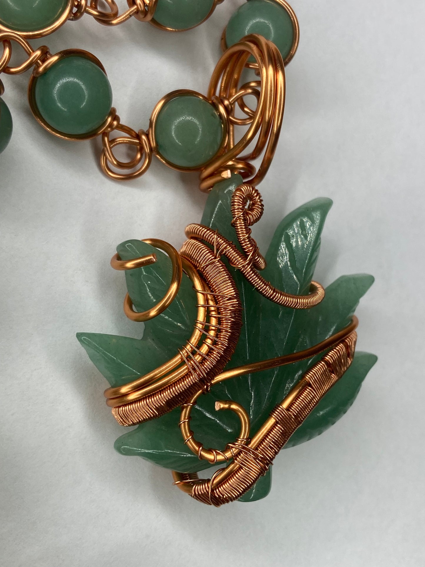 Luxury Green Aventurine Leaf Healing Masterpiece Pendant Necklace