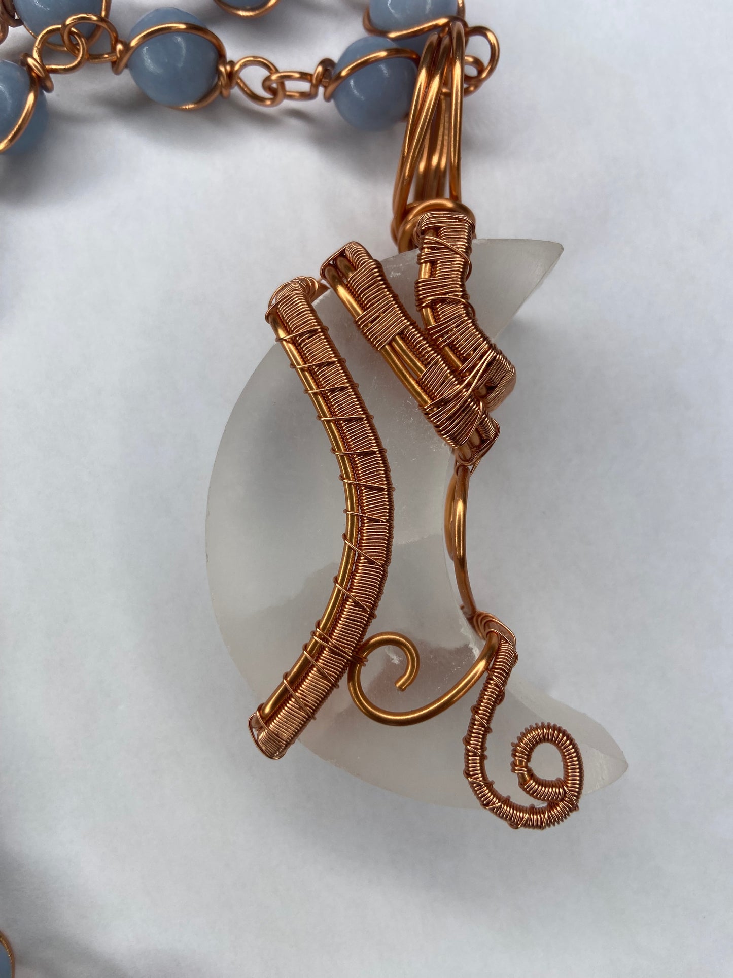 Selenite/Angelite Healing Masterpiece Pendant +Necklace