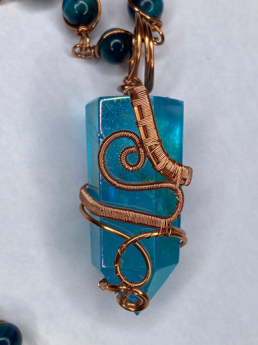 Luxury Blue Aqua Aura Quartz Masterpiece Pendant
