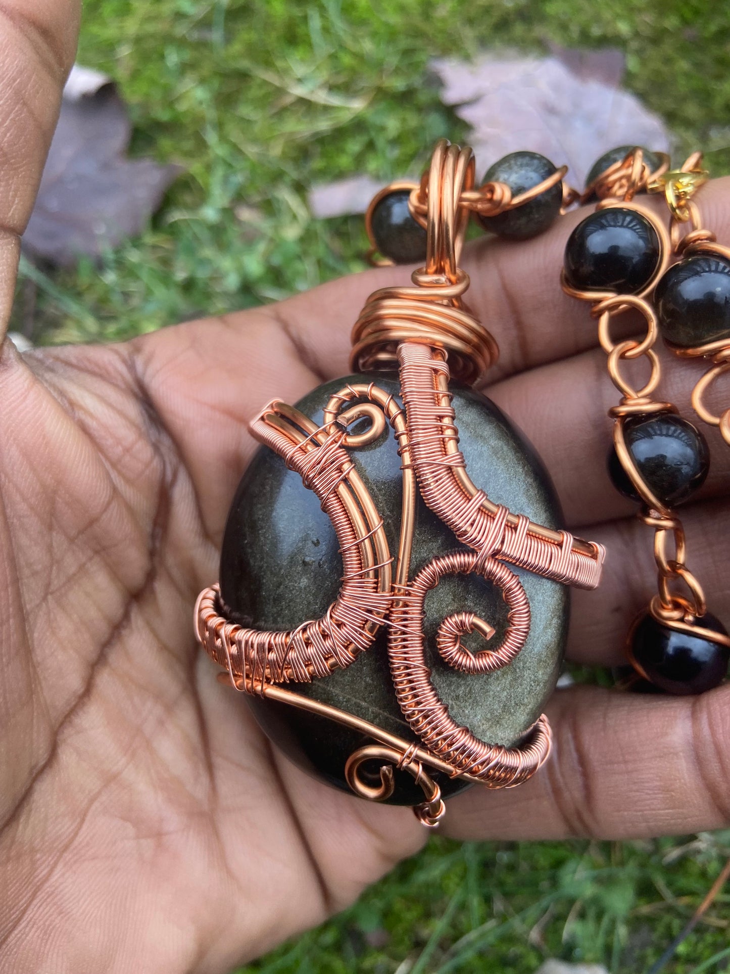 Luxury Golden Obsidian Reiki Infused Masterpiece Pendant