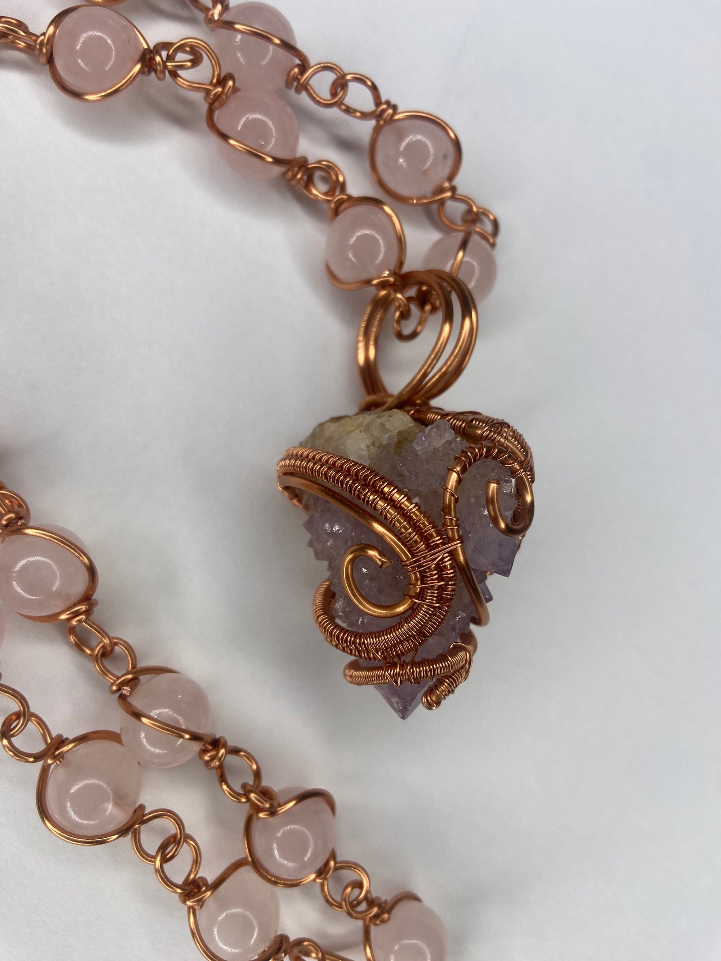 Luxury Spirit Quartz/Rose Quartz Masterpiece Pendant Necklace