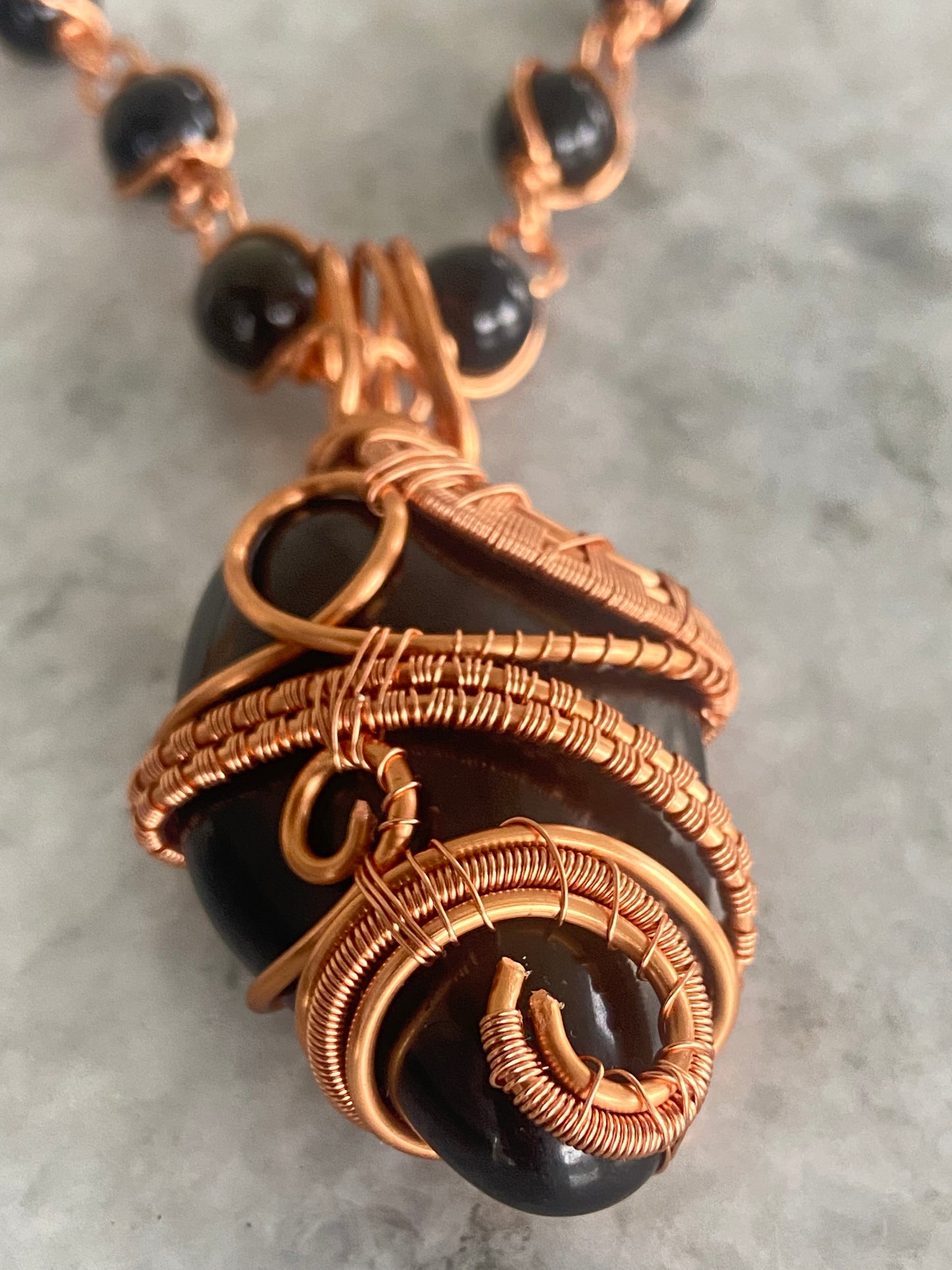 Black/ Golden Obsidian Masterpiece Pendant Nexklace