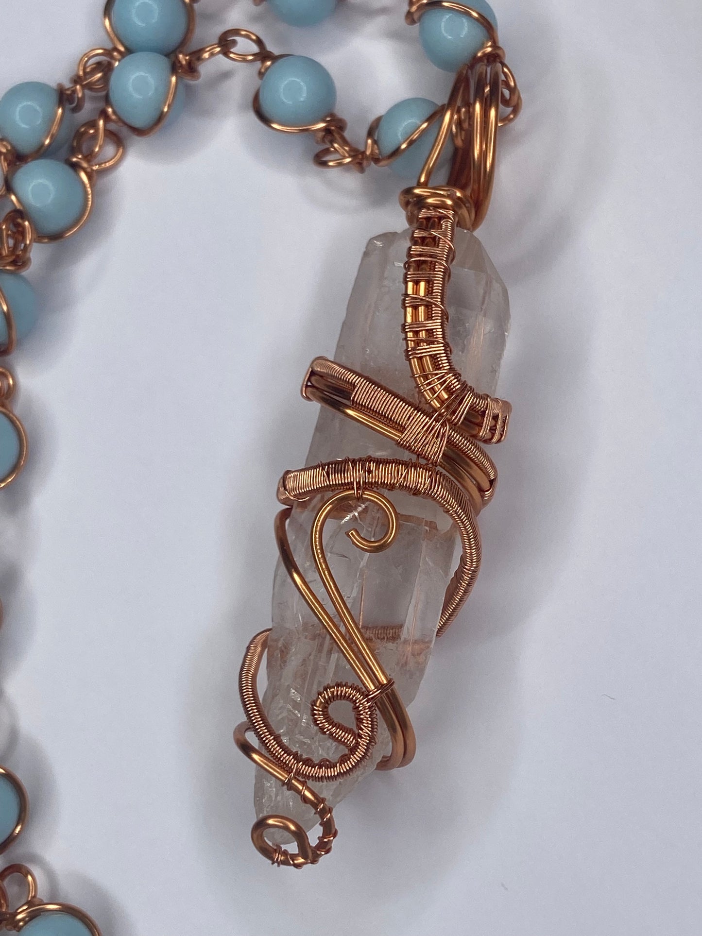 Luxury Clear Quartz +Angelite Masterpiece Pendant