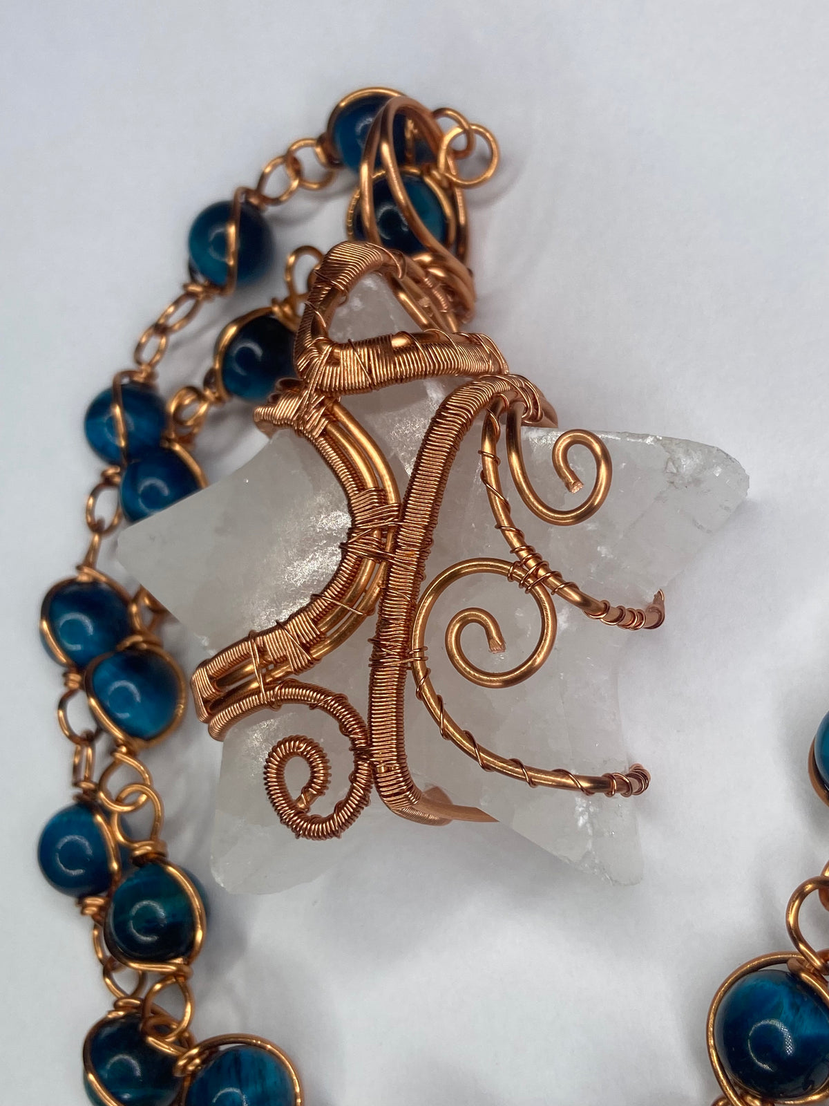 Luxury Selenite Star w/ Blue Tigers Eye Masterpiece Necklace