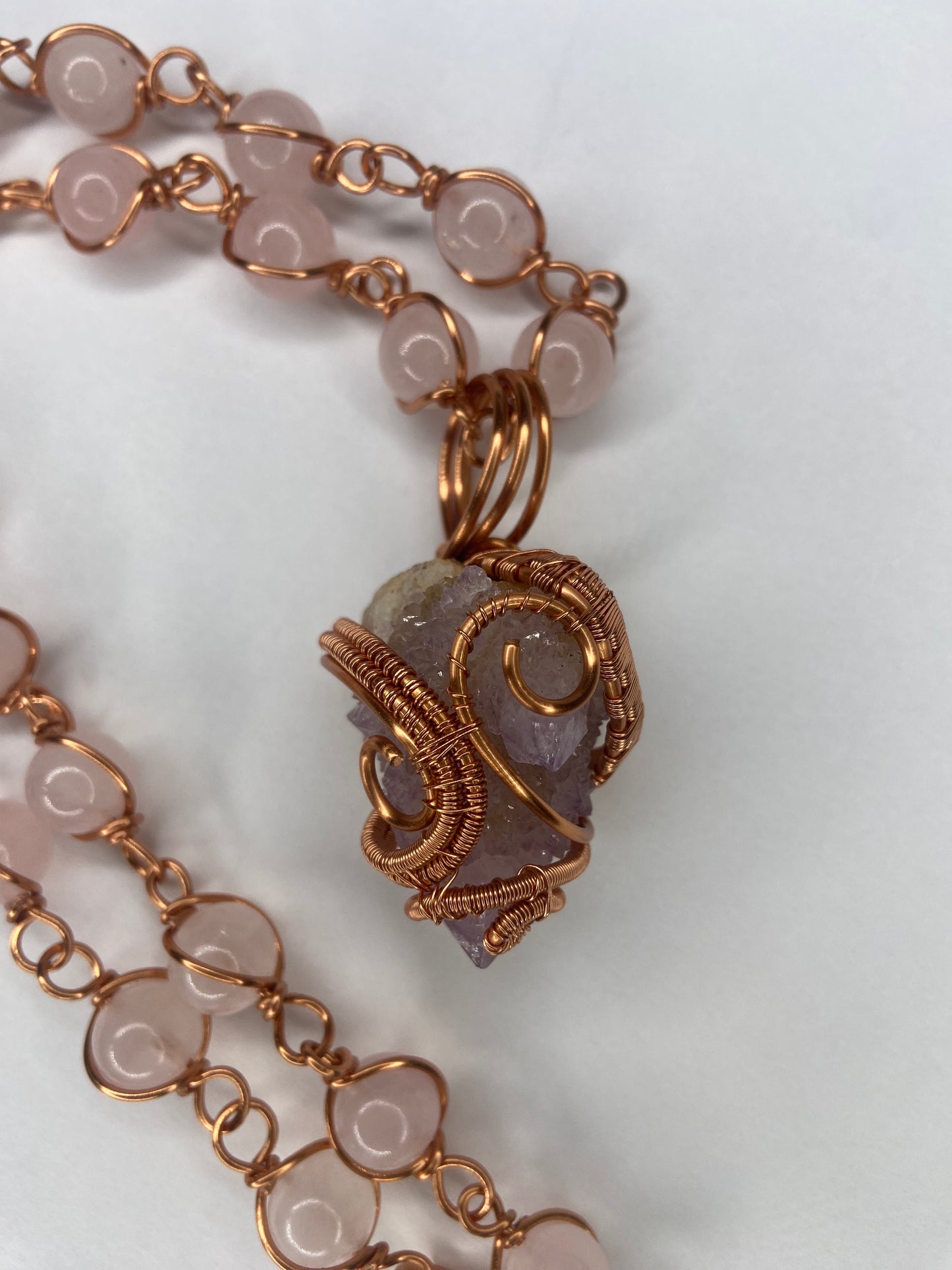 Luxury Spirit Quartz/Rose Quartz Masterpiece Pendant Necklace