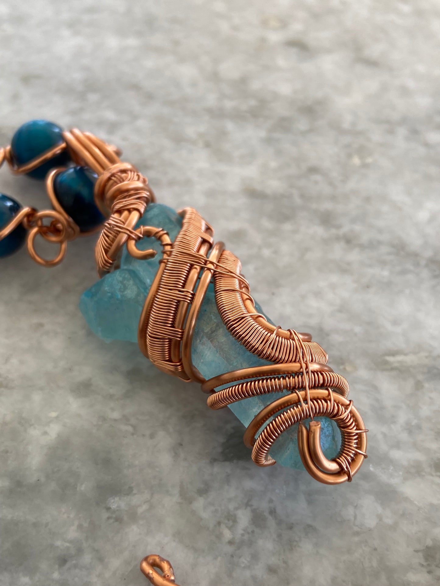 Blue Aqua Aura Quartz Masterpiece Healing Pendant