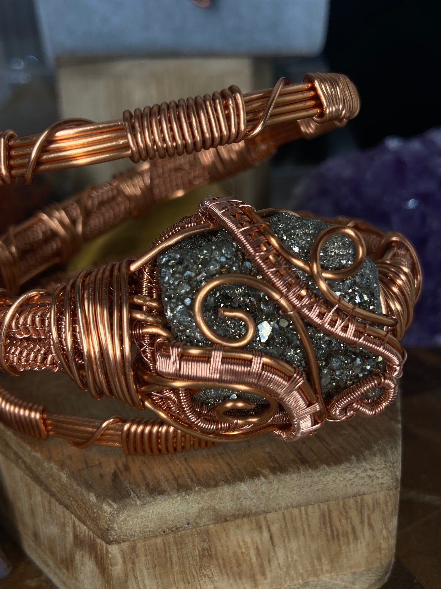 Luxury Pyrite Reiki Infused Masterpiece Copper Bracelet