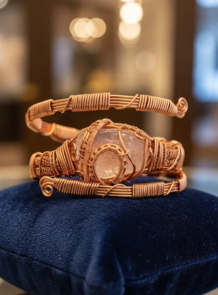 Clear Aqua Quartz Masterpiece Necklace and Quartz Bracelet Set