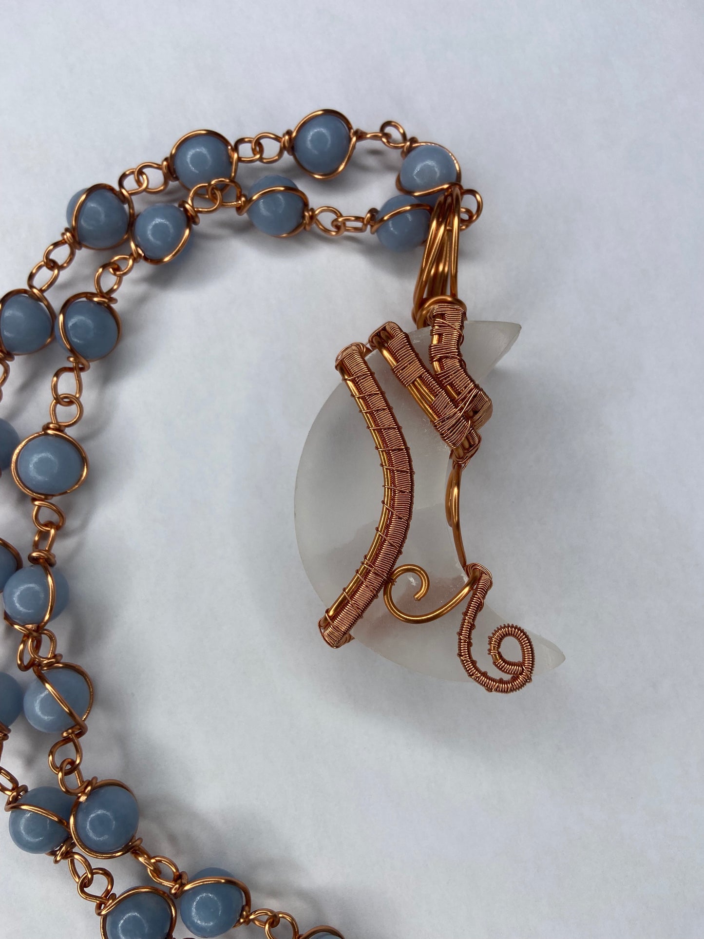 Selenite/Angelite Healing Masterpiece Pendant +Necklace