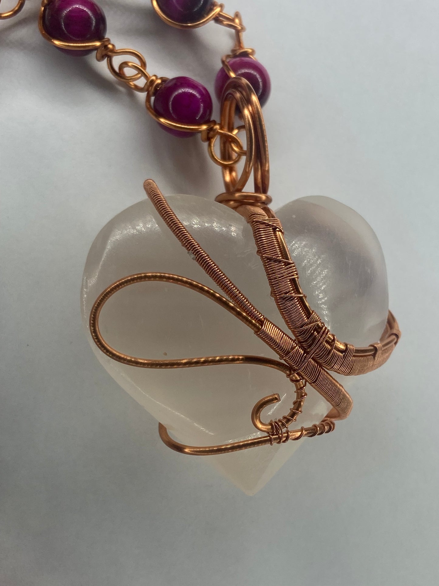 Luxury Selenite/ Pink Lace Agate Masterpiece Healing Pendant