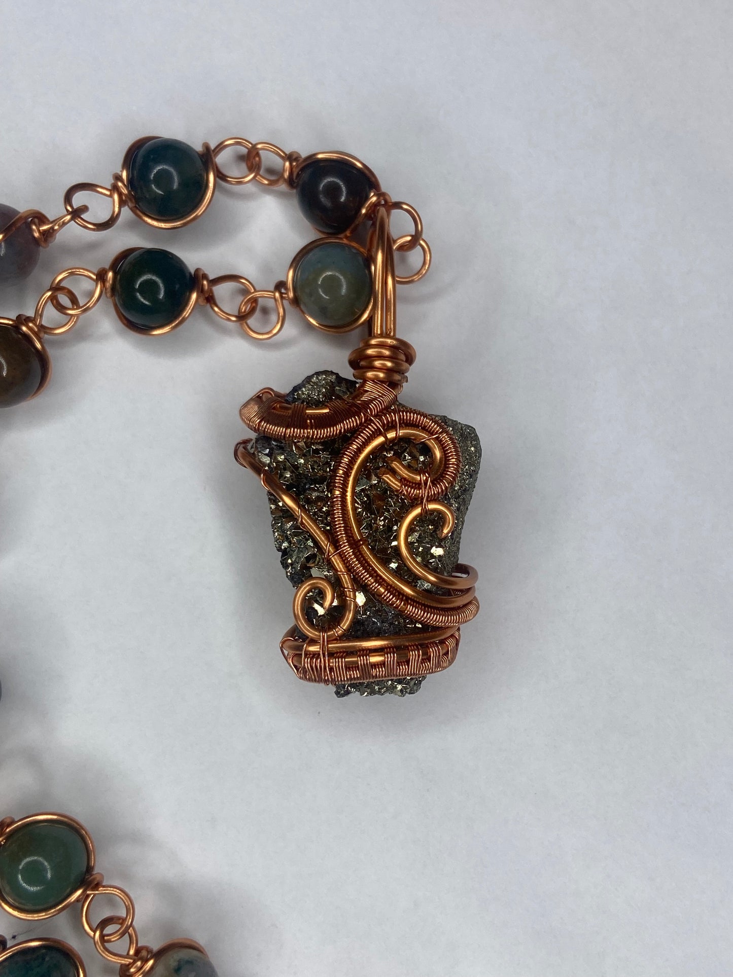 Luxury Pyrite /Indian Agate Masterpiece Healing Pendant +Necklace