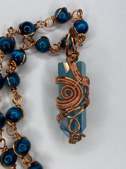 Luxury Aqua Aura Quartz Healing Masterpiece Pendant