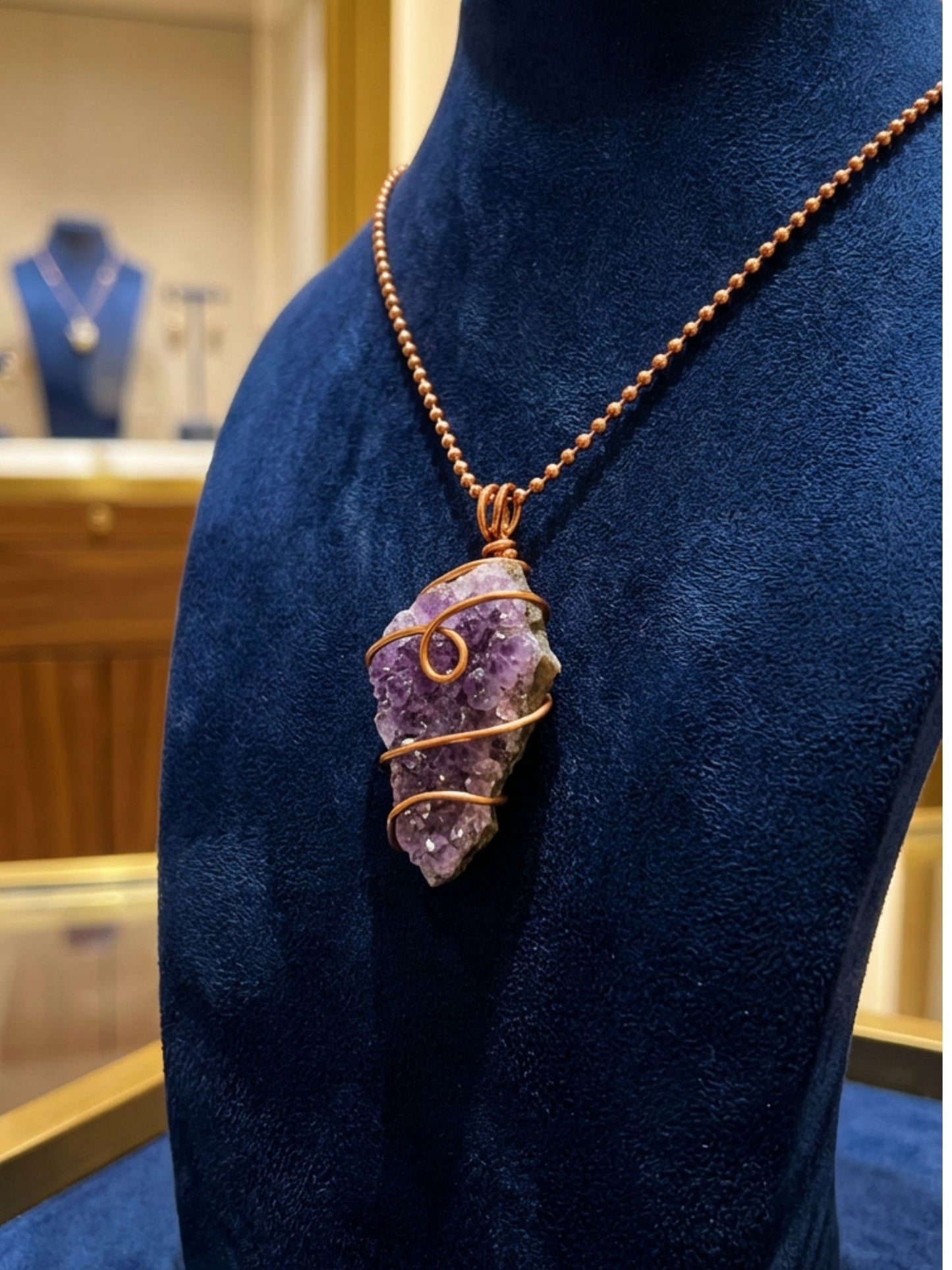 Amethyst Copper Healing Pendant