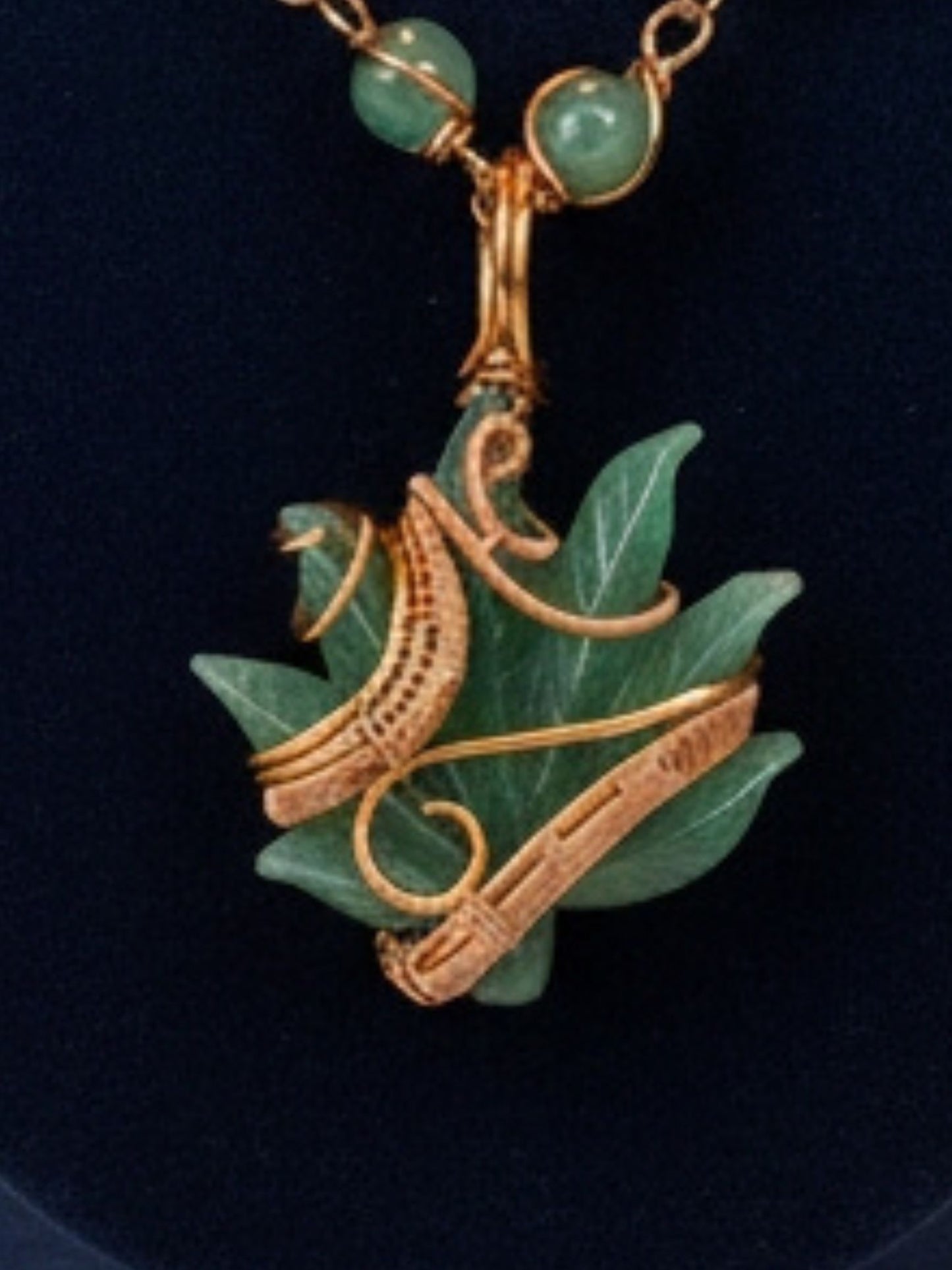 Luxury Green Aventurine Leaf Healing Masterpiece Pendant Necklace