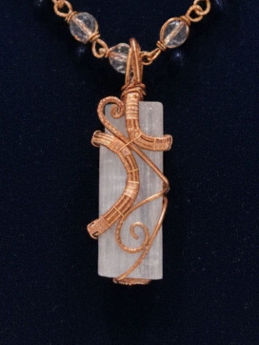 Luxury Selenite Clear Quartz Masterpiece Pendant