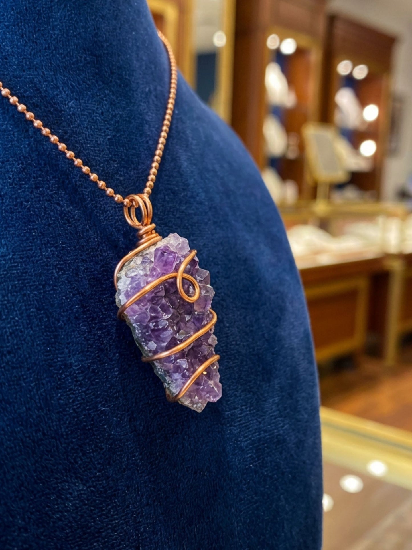 Amethyst Copper Healing Pendant