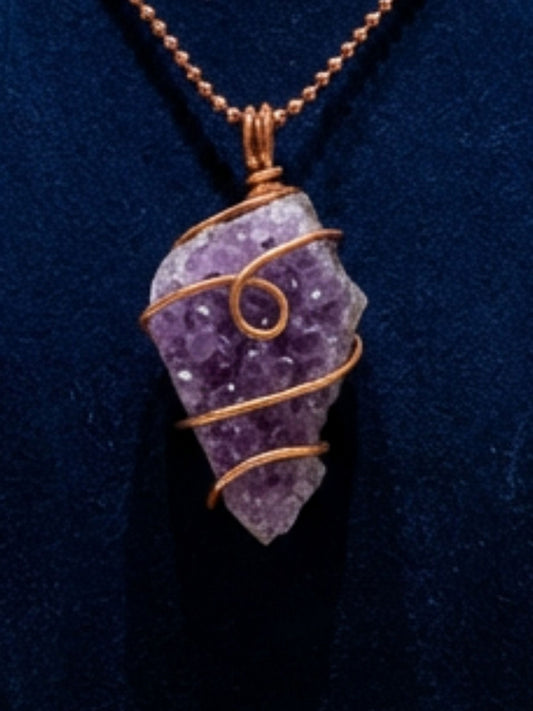 Amethyst Copper Healing Pendant