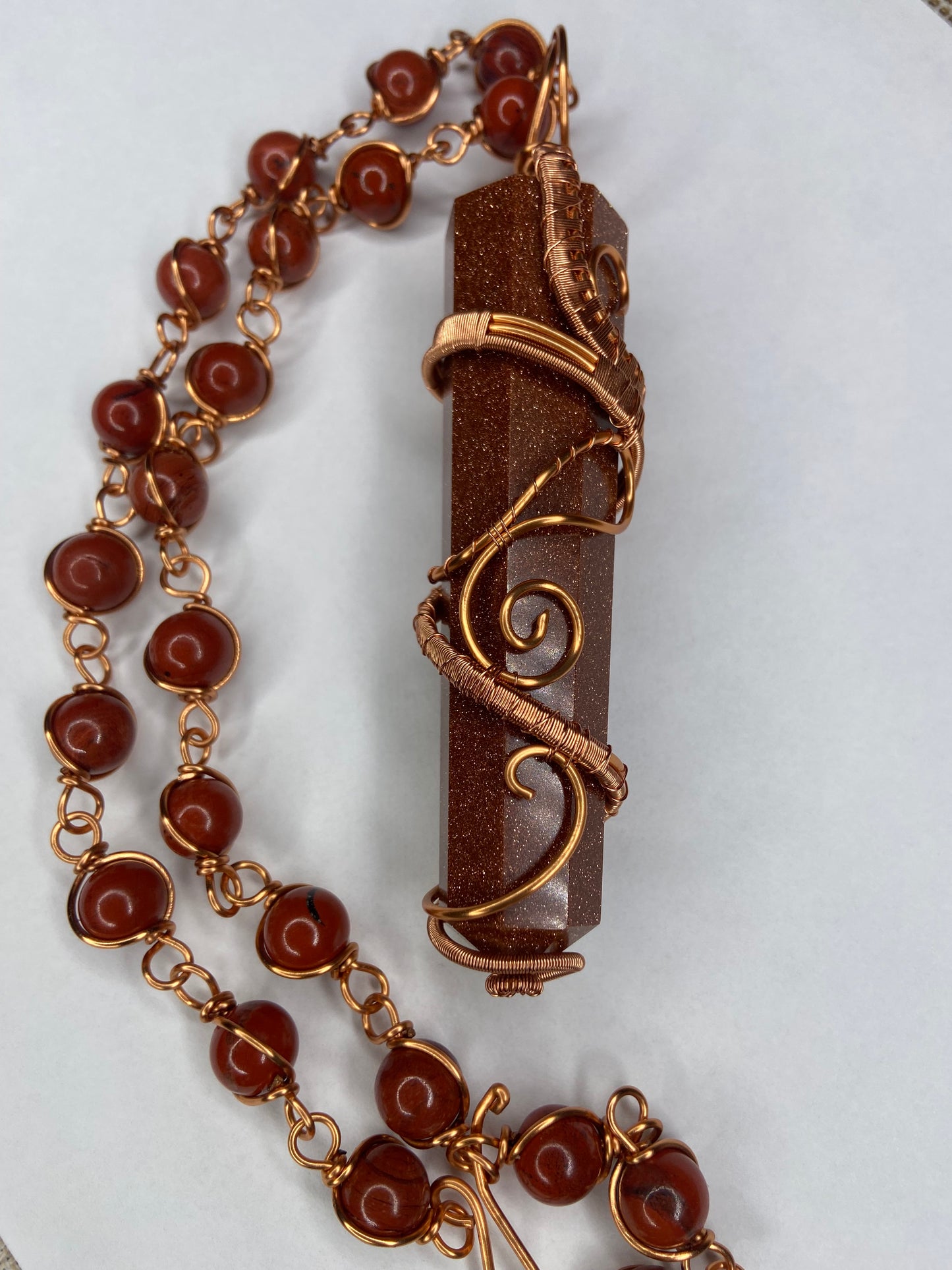 Red Goldstone /Jasper Copper Healing Masterpiece Pendant Necklace