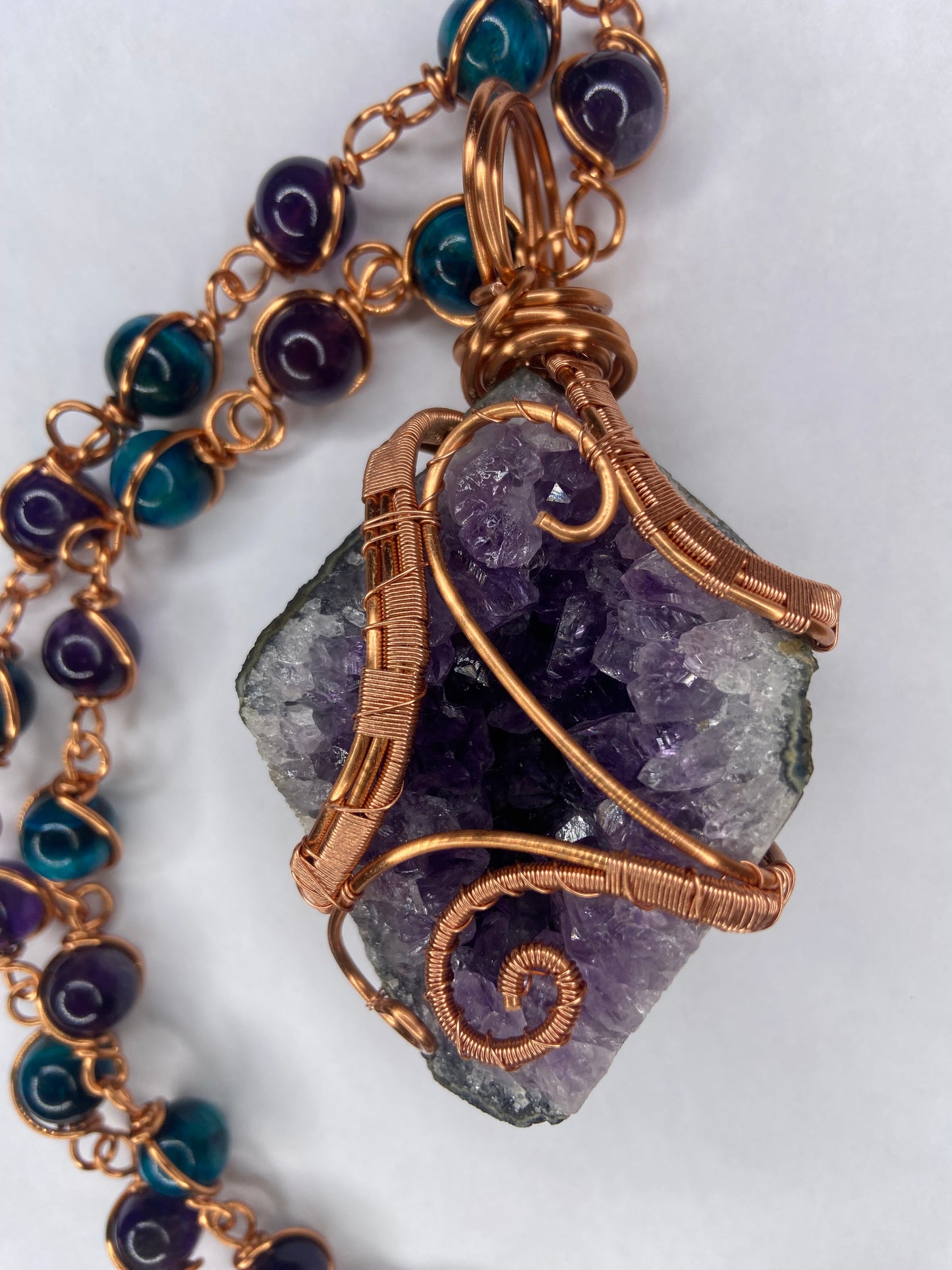 Luxury Amethyst Blue Tigers Eye Masterpiece Pendant