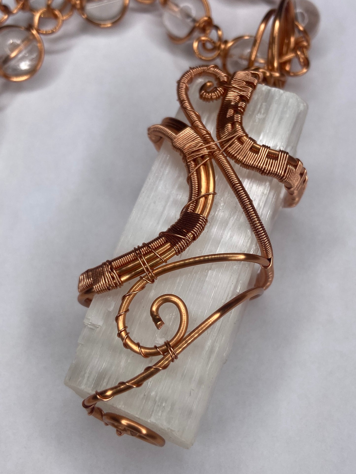 Luxury Selenite Clear Quartz Masterpiece Pendant