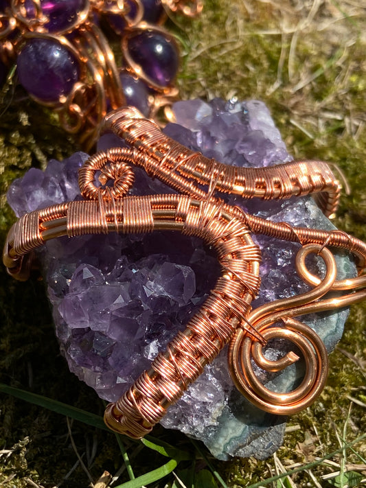 Amethyst Reiki Infused Copper Healing Masterpiece Pendant