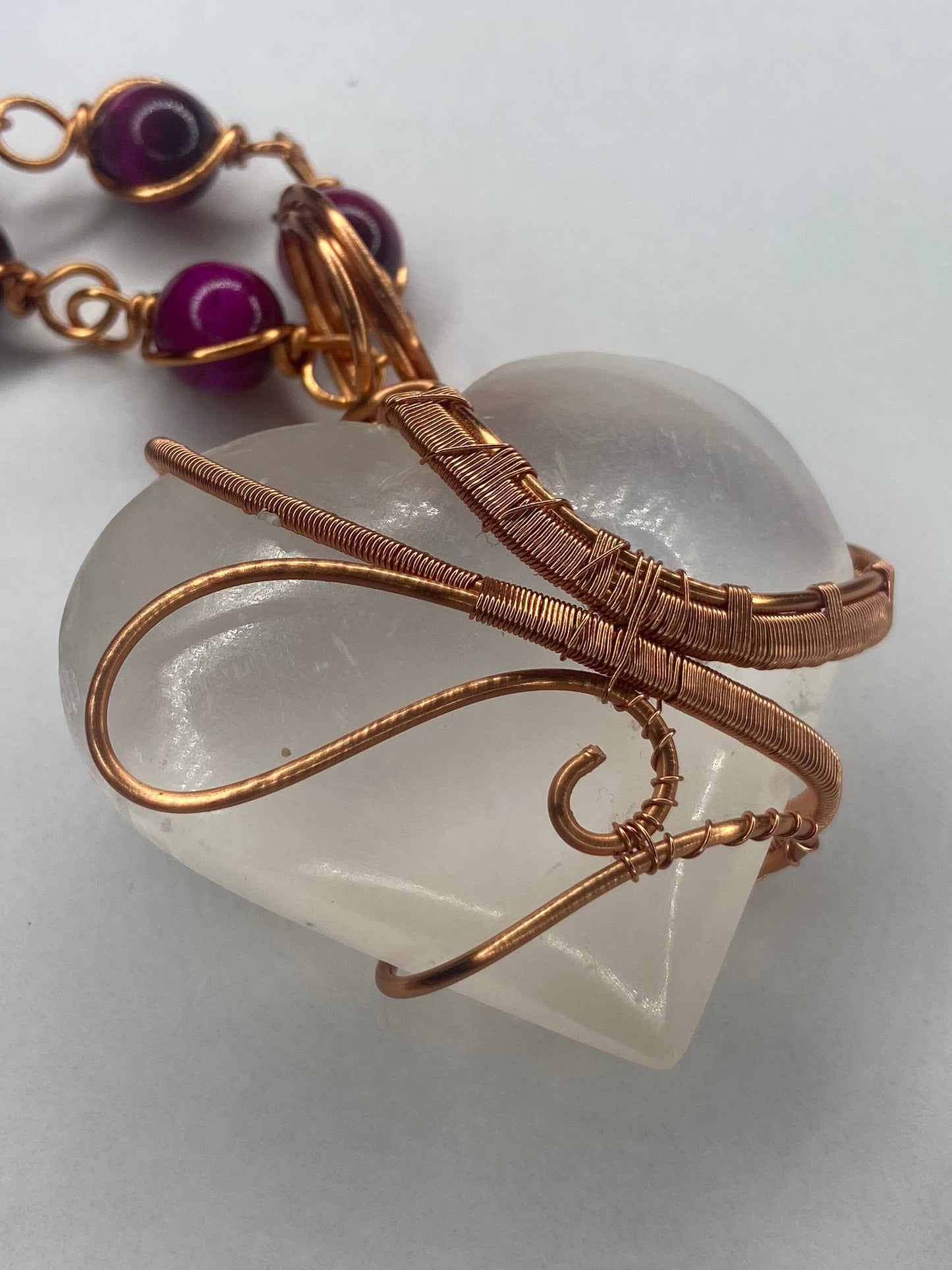 Luxury Selenite/ Pink Lace Agate Masterpiece Healing Pendant