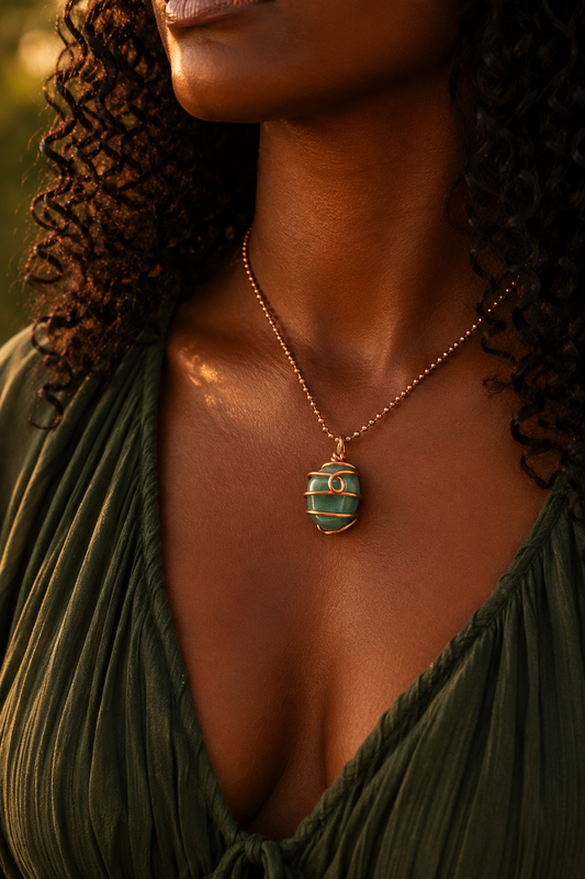 Green Aventurine Necklace for Prosperity, Confidence & Growth