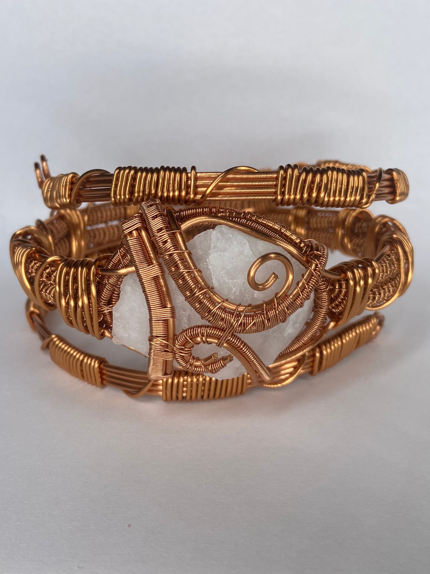 Clear Quartz Masterpiece Copper-Wrapped Bracelet — A Touch of Light & Intention