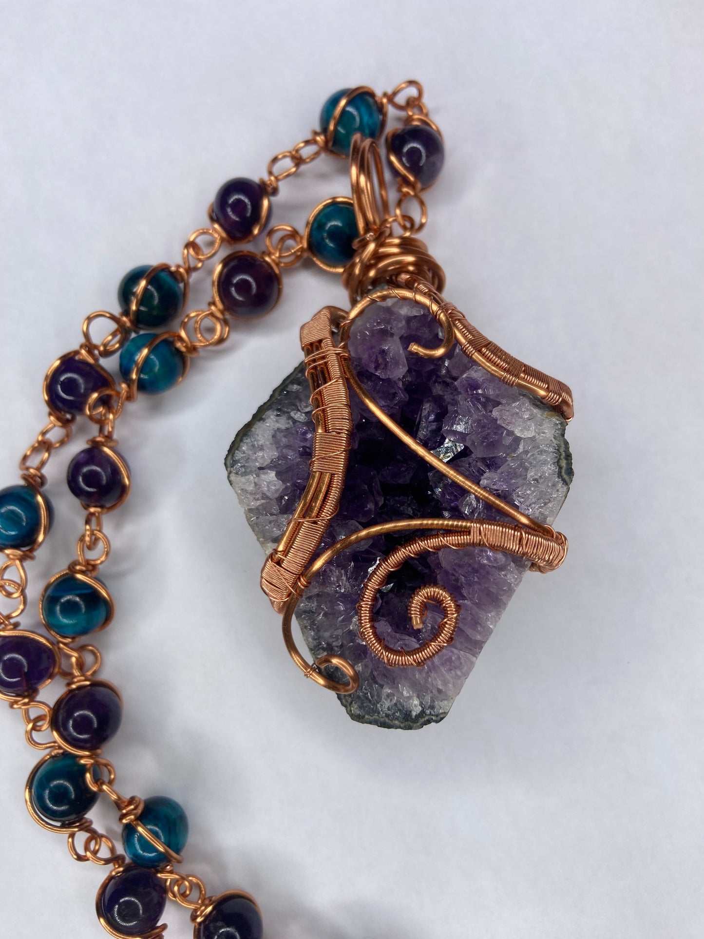Luxury Amethyst Blue Tigers Eye Masterpiece Pendant