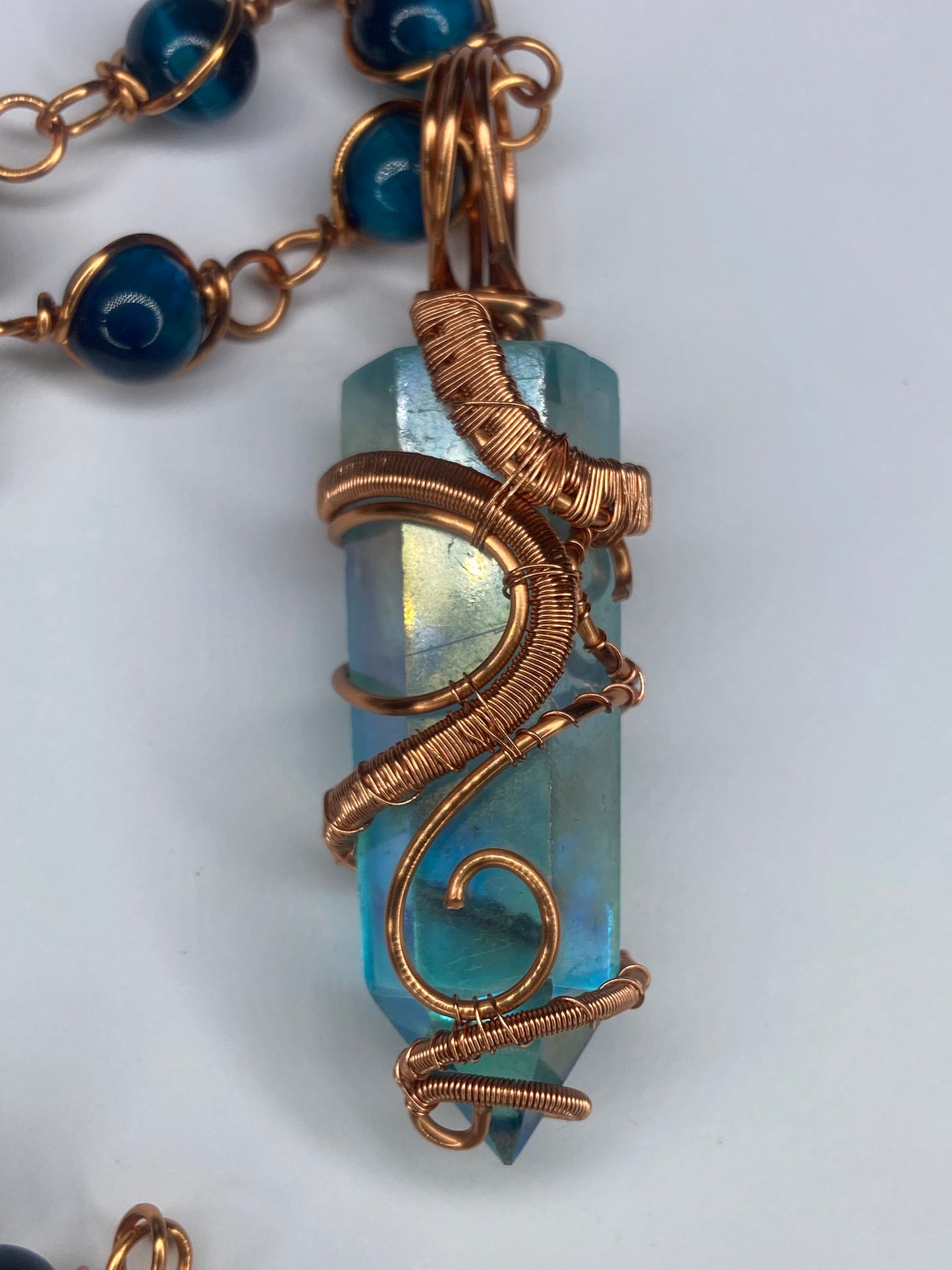 Luxury Blue Aqua Aura Quartz Masterpiece Healing Pendant