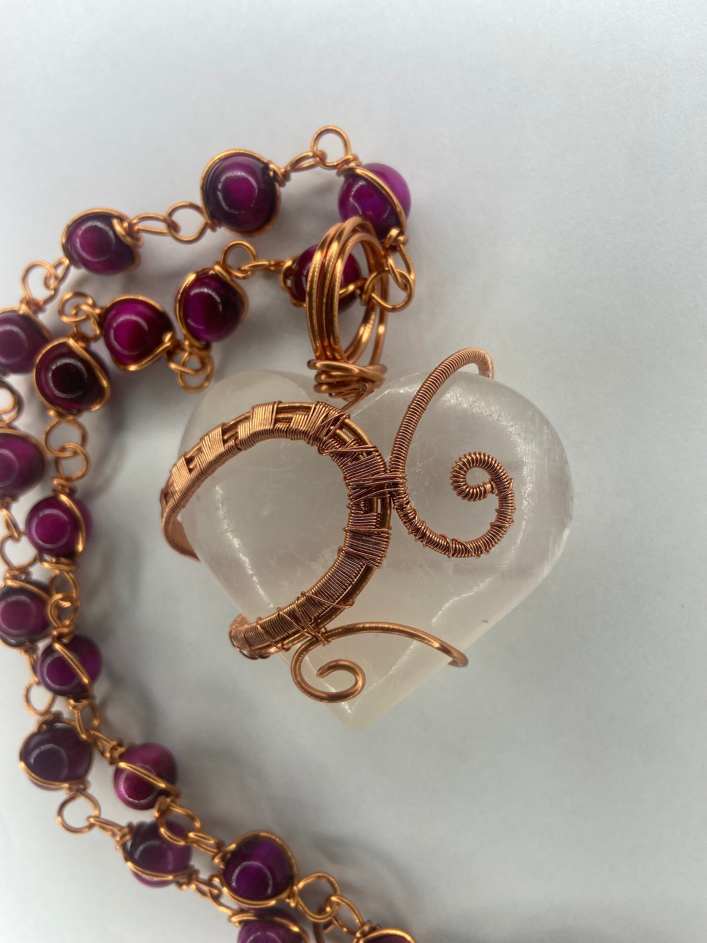 Luxury Selenite/ Pink Lace Agate Masterpiece Healing Pendant