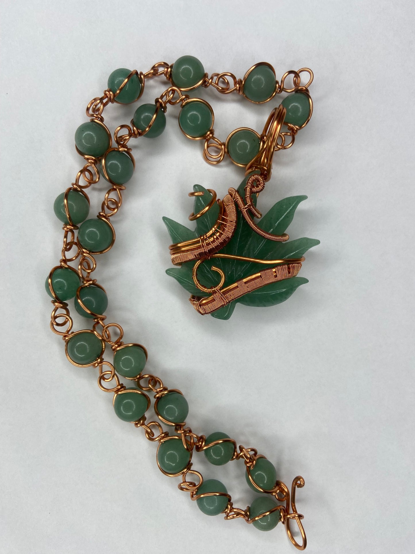 Luxury Green Aventurine Leaf Healing Masterpiece Pendant Necklace