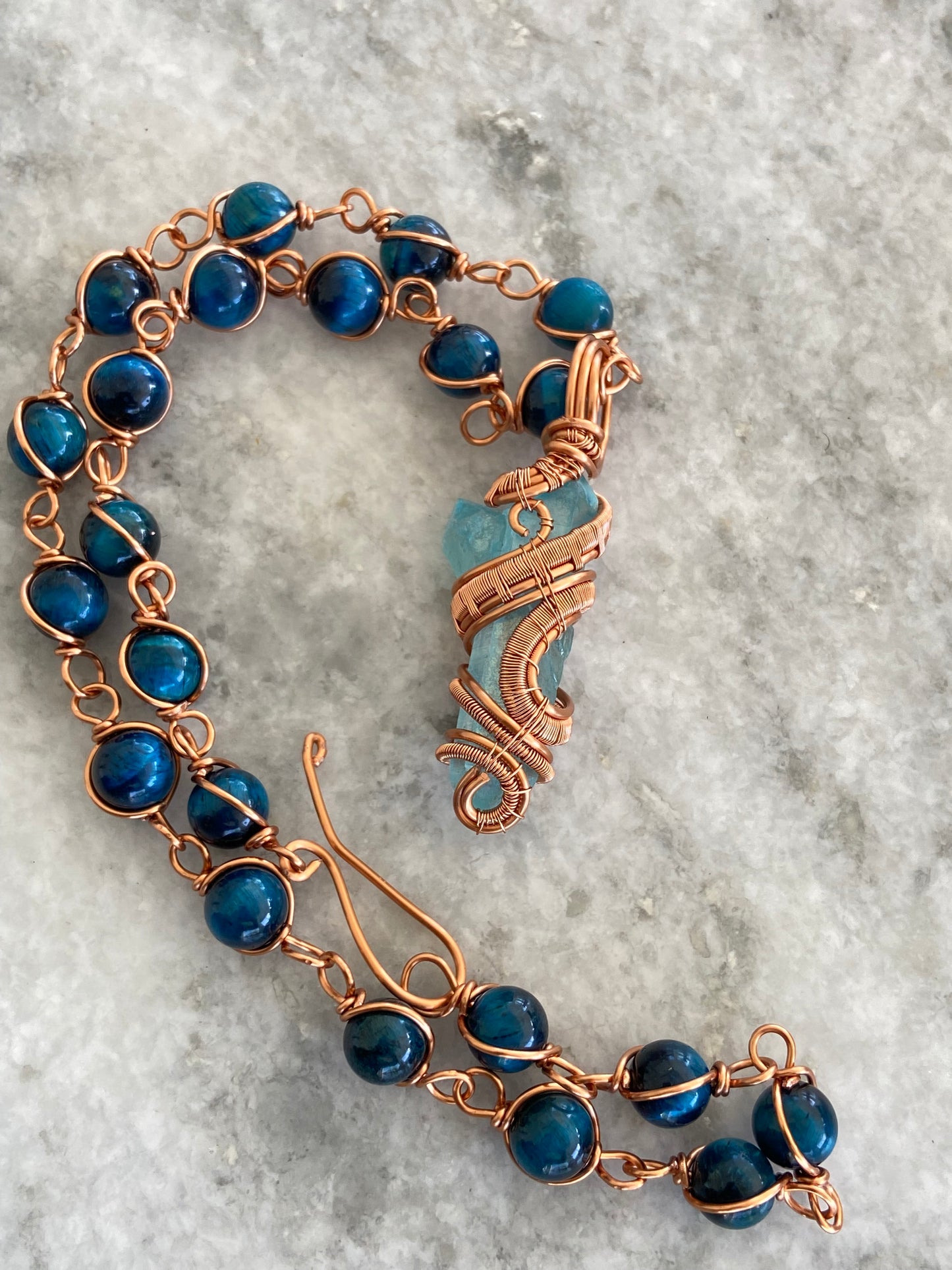 Blue Aqua Aura Quartz Masterpiece Healing Pendant