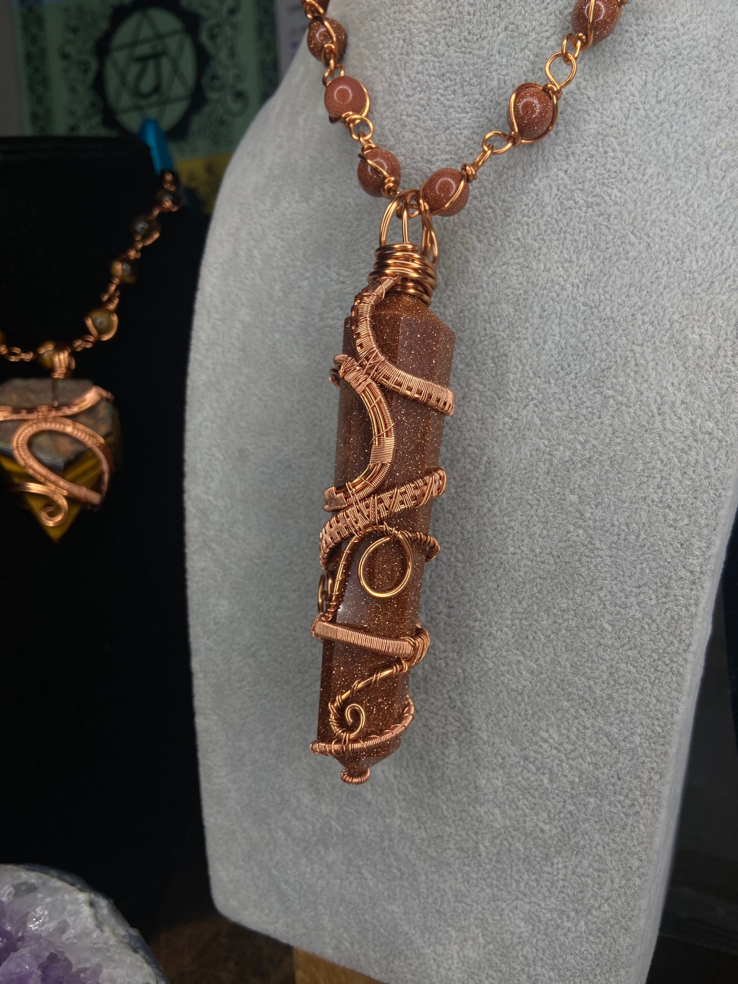 Red Goldstone Reiki Infused Copper Masterpiece Pendant