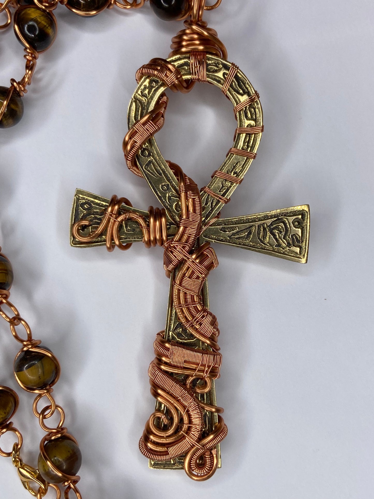 Luxury Egyptian Ankh Tigers Eye Masterpiece Pendant