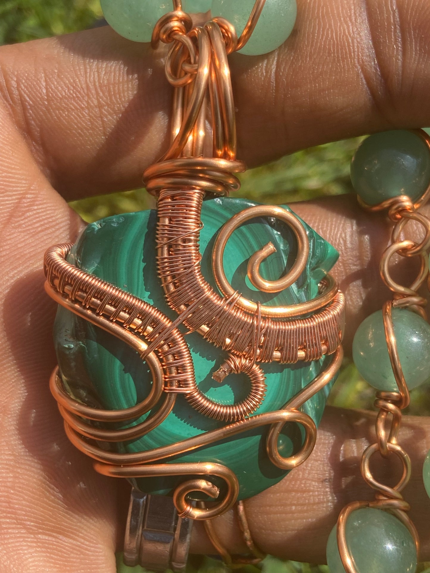 Green Malachite + Aventurine Reiki Infused Masterpiece Pendant