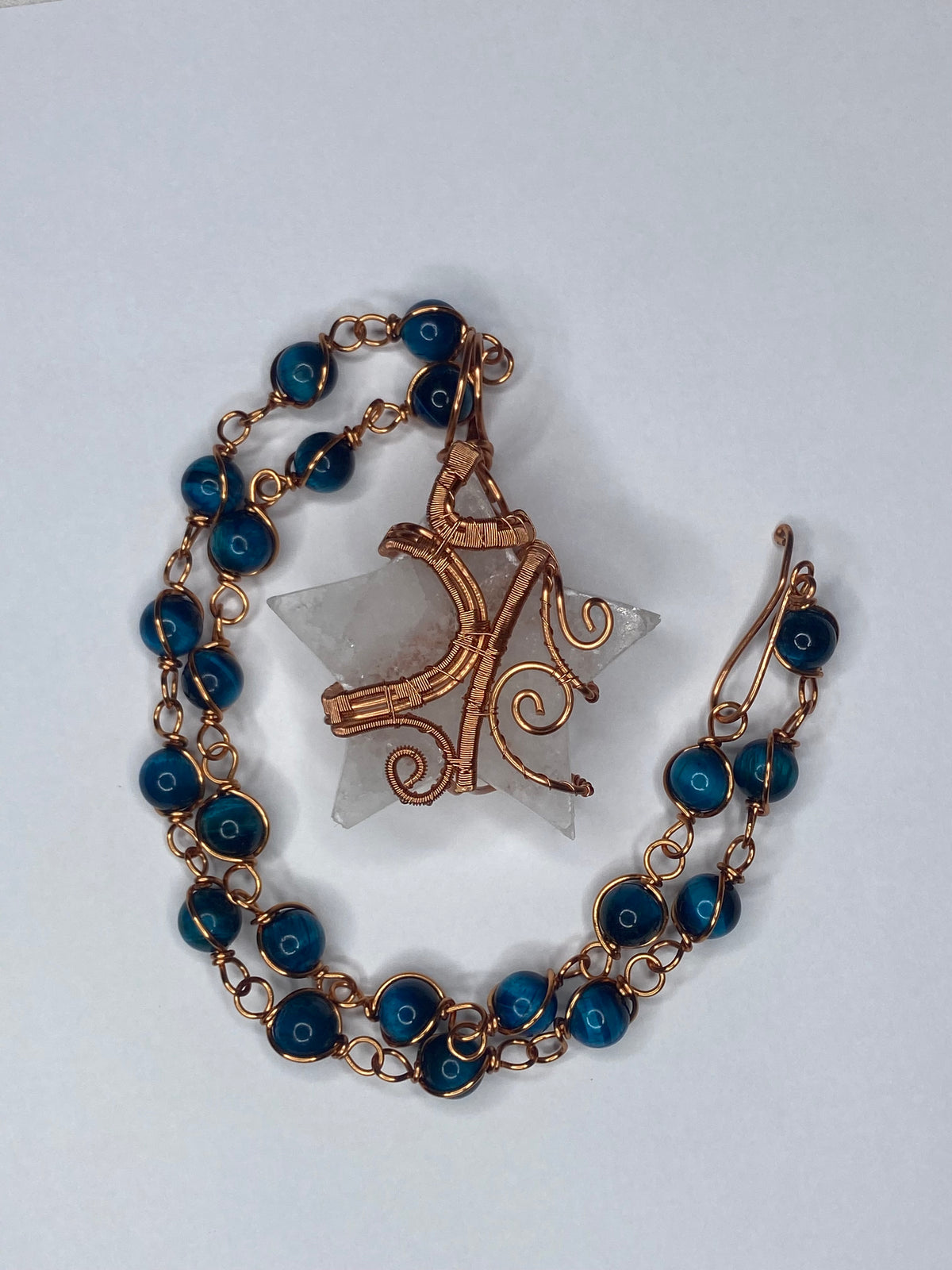 Luxury Selenite Star w/ Blue Tigers Eye Masterpiece Necklace