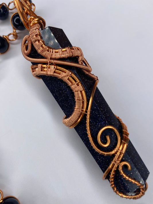 Luxury Blue Goldstone Masterpiece Pendant