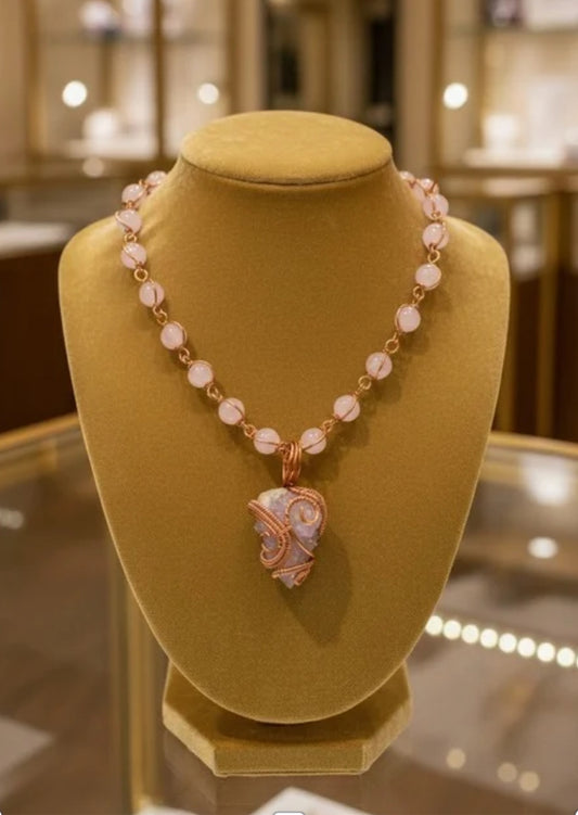 Luxury Spirit Quartz/Rose Quartz Masterpiece Pendant Necklace