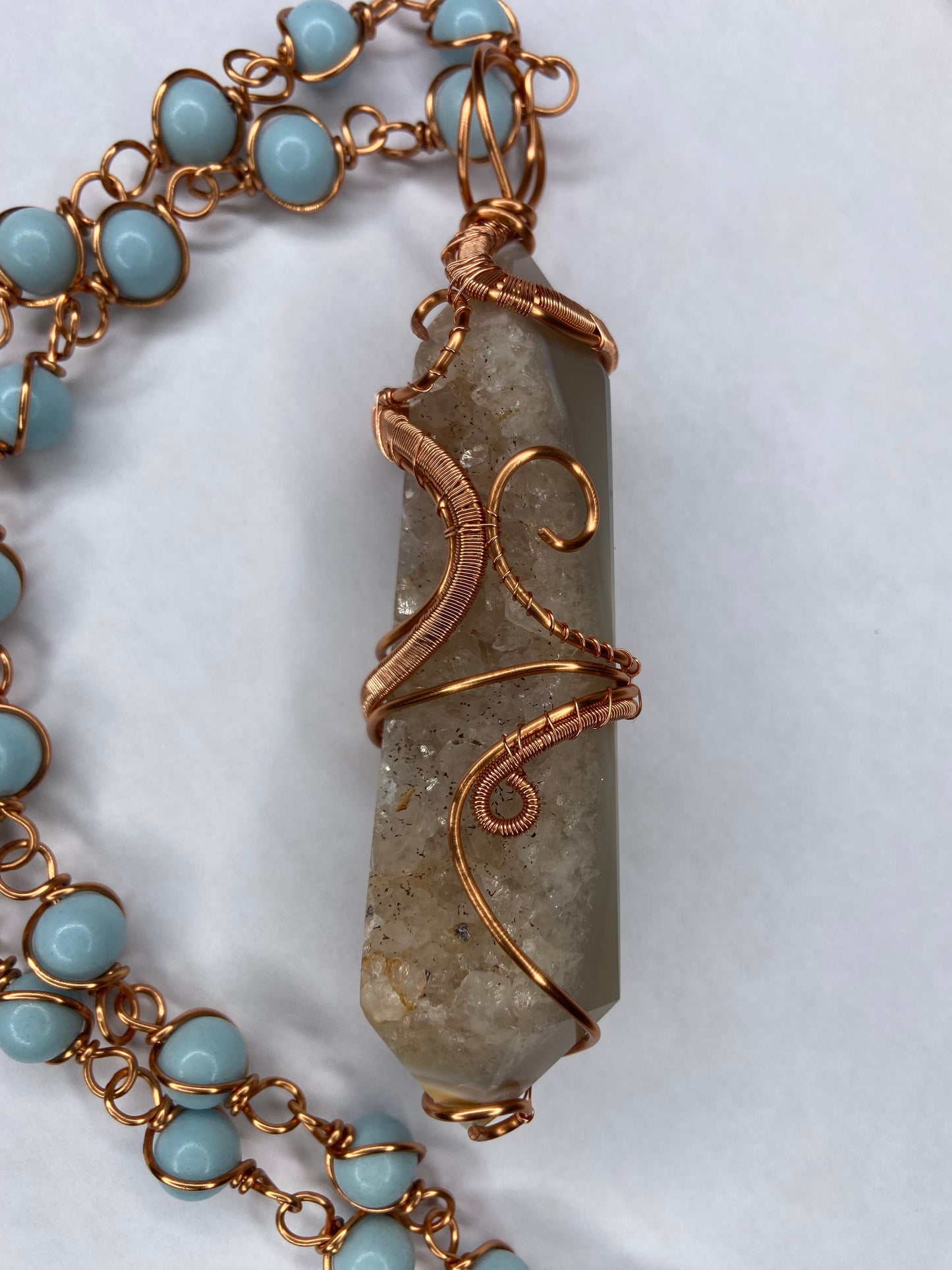 Luxury Agate/ Angelite masterpiece Pendant